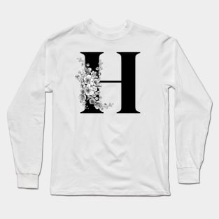 H alphabet Botanical cherry blossom sakura flowers Long Sleeve T-Shirt